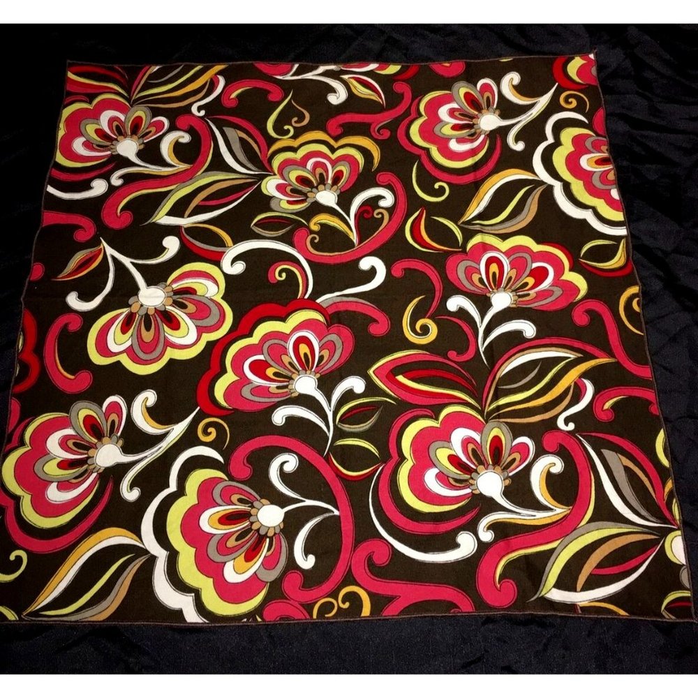 Vera Bradley Puccini Set Of 5 Cloth Napkin Brown Red Yellow White Floral Orange